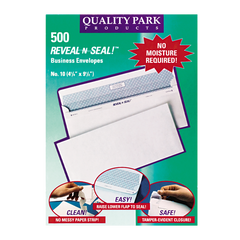 Quality Park #10 Reveal Seal Business Envelope, White, 500 ct