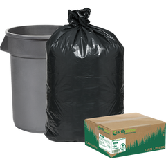 Earthsense Commercial/ReClaim Heavy-Duty Recycled Large Trash Bags, Black, 55-60 Gallon, 100 ct