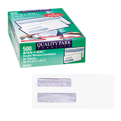 Quality Park #8 Reveal-N-Seal Double Window Envelope, White, 500 ct