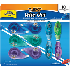 BIC Wite-Out Correction Tape, Variety Pack, 10 ct