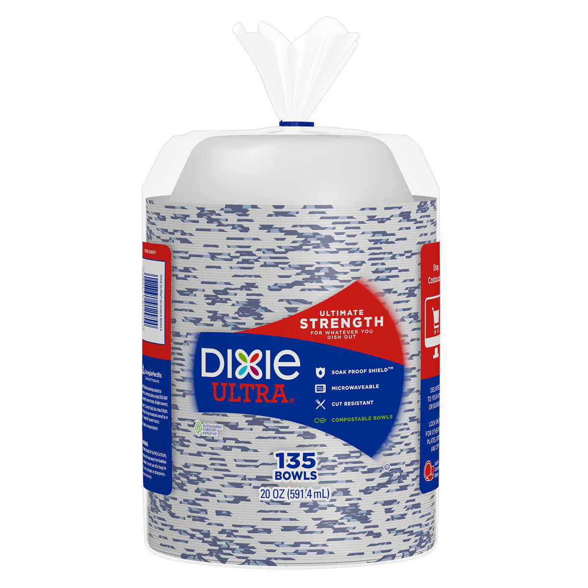 Dixie Ultra Paper Bowl, 20 oz, 135 ct