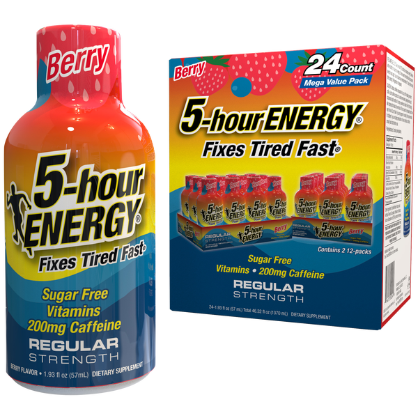 5-hour Energy Shot, Regular Strength, Berry, 1.93 fl oz, 24 ct