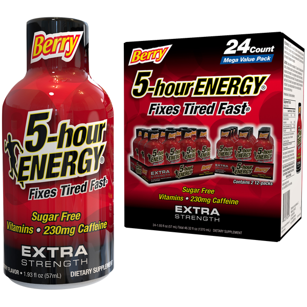 5-hour Energy Shot, Extra Strength, Berry, 1.93 fl oz, 24 ct