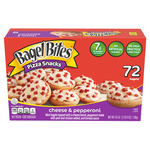 Bagel Bites Pizza Snacks, Cheese & Pepperoni, 72 ct