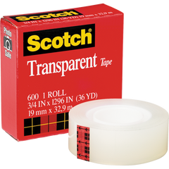 Scotch Transparent Tape Refill, 3/4" x 1296", Clear