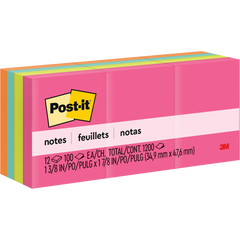 Post-it Notes, 1-3/8" x 1-7/8", Poptimistic Collection, 100 Sheets, 12 Pads