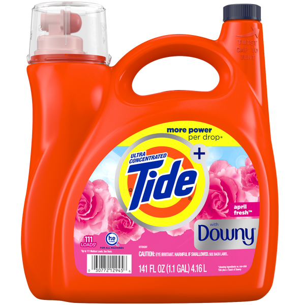 Tide Liquid Laundry Detergent, Plus Downy, Ultra Concentrated, HE Compatible, April Fresh Scent, 141 fl oz