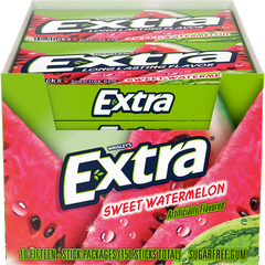 Extra Sugar Free Chewing Gum, Sweet Watermelon, Slim Pack, 15 Sticks, 10 ct