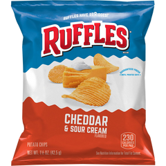 Ruffles Potato Chips, Cheddar & Sour Cream, 1.5 oz, 64 ct