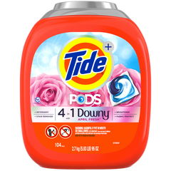 Tide PODS Laundry Detergent + Downy, HE Compatible, April Fresh Scent, 104 ct