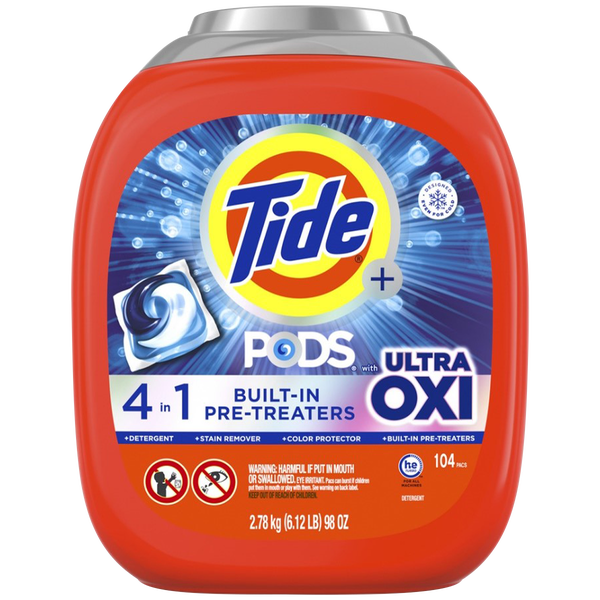 Tide PODS Laundry Detergent, Plus Ultra OXI, HE Compatible, 104 ct