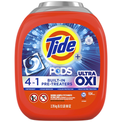 Tide PODS Laundry Detergent, Plus Ultra OXI, HE Compatible, 104 ct