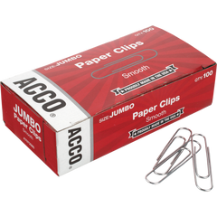 ACCO Jumbo Paper Clips, Smooth, 1000 ct