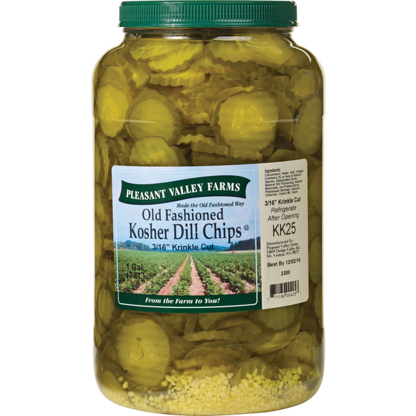 Pleasant Valley 3/16" Cut Old Fashioned Kosher Dill Pickle Chips, 128 fl oz