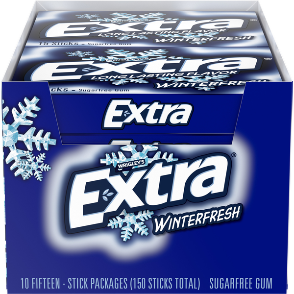 Extra Sugar Free Chewing Gum, Winterfresh, Slim Pack, 15 Sticks, 10 ct