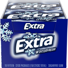 Extra Sugar Free Chewing Gum, Winterfresh, Slim Pack, 15 Sticks, 10 ct