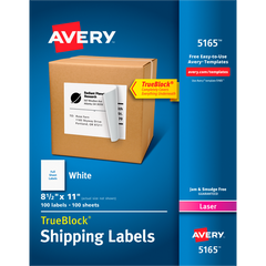 Avery TrueBlock Shipping Labels, Laser, White, 8-1/2" x 11", 100 Labels