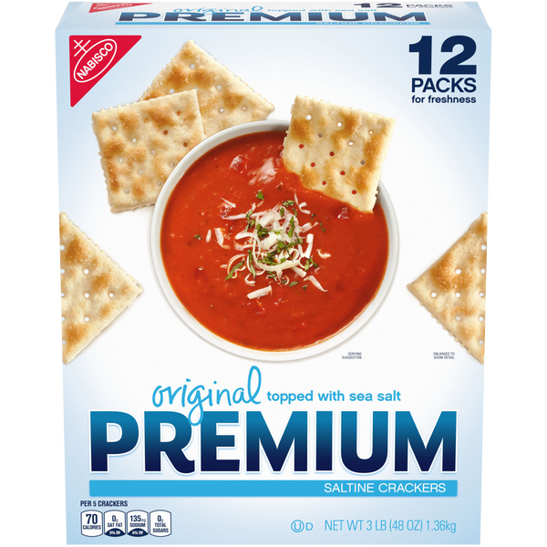 Premium Saltine Crackers, Original, 12 packs, 48 oz