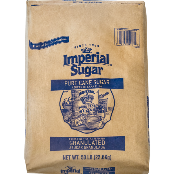 Imperial Sugar Pure Cane Sugar, Extra Fine Granulated, 50 lbs