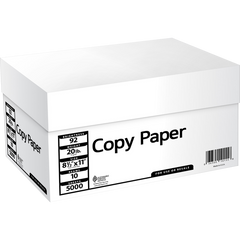 Multipurpose Copy Paper, 92 Bright, 20 lb, White, 8-1/2" x 11", 10 Reams, 5000 Sheets