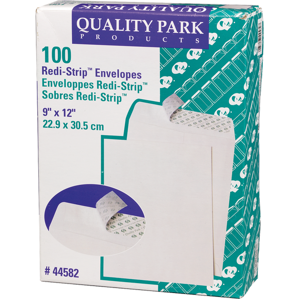 Quality Park Redi-Strip Catalog Envelope, 9"W x 12"L, White, 100 ct