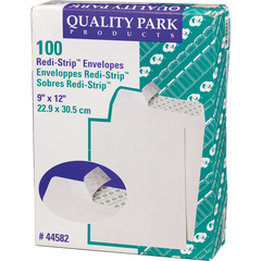 Quality Park Redi-Strip Catalog Envelope, 9"W x 12"L, White, 100 ct