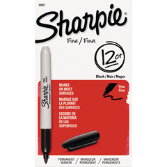 Sharpie Permanent Marker, Fine Point, Black, 12 ct