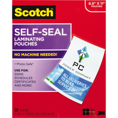 Scotch Self-Seal Laminating Pouches , 9" x 11.5", 25 ct