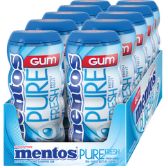 Mentos Pure Fresh Sugar Free Gum, Fresh Mint, 15 Pieces, 10 ct