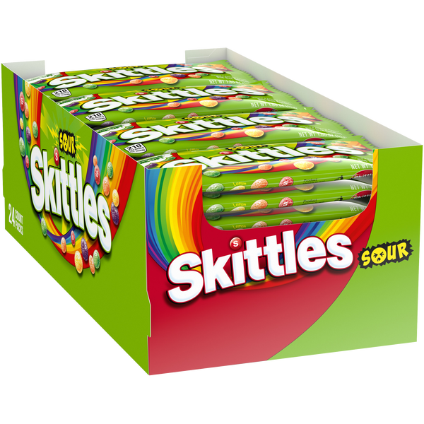 Skittles Sour Chewy Candy, Full Size, 1.8 oz, 24 ct