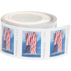 USPS® First-Class FOREVER® Stamps, U.S. Flag Design, Roll of 100 Stamps