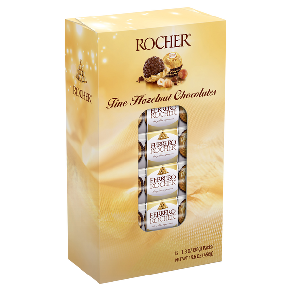 Ferrero Rocher Chocolates, Hazelnut, 1.3 oz, 12 ct