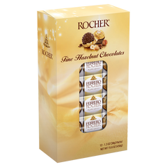 Ferrero Rocher Chocolates, Hazelnut, 1.3 oz, 12 ct