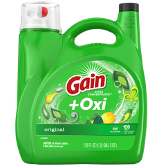 Gain+Oxi Liquid Laundry Detergent, Ultra Concentrated, HE Compatible, Original Scent, 170 fl oz