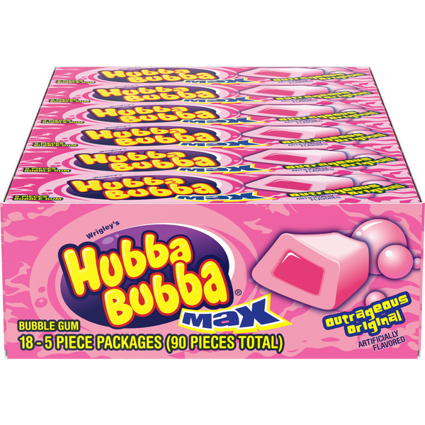 Hubba Bubba Max Chewing Gum, Original Bubble Gum, 5 pieces, 18 ct