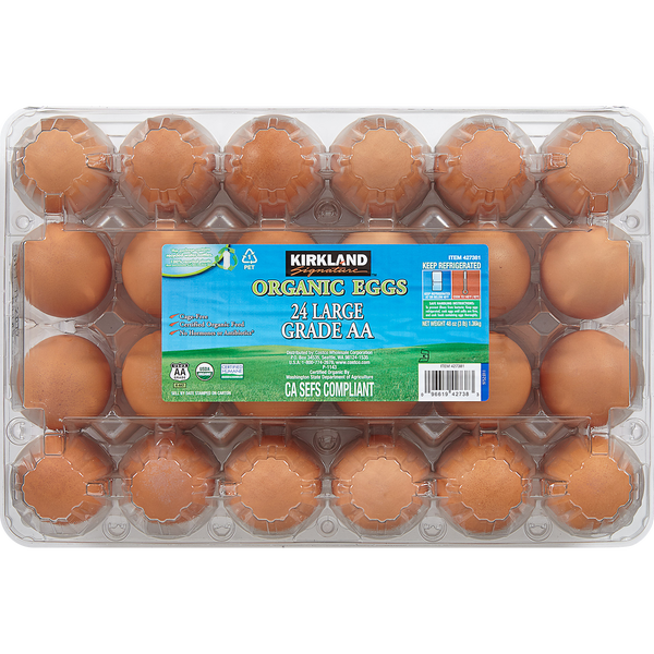 Kirkland Signature Organic Large Eggs, Cage Free, 2 Dozen