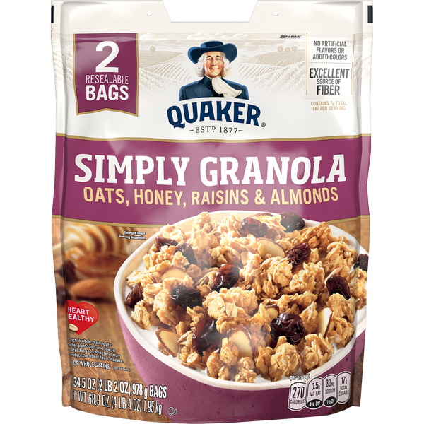 Quaker Simply Granola Cereal, 34.5 oz, 2 ct