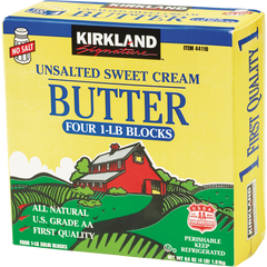 Kirkland Signature Butter, Unsalted, Block, 1 lb, 4 ct