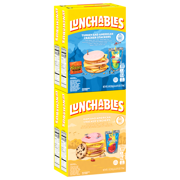 Lunchables Cracker Stackers, Ham and Turkey Variety Pack, 4 ct