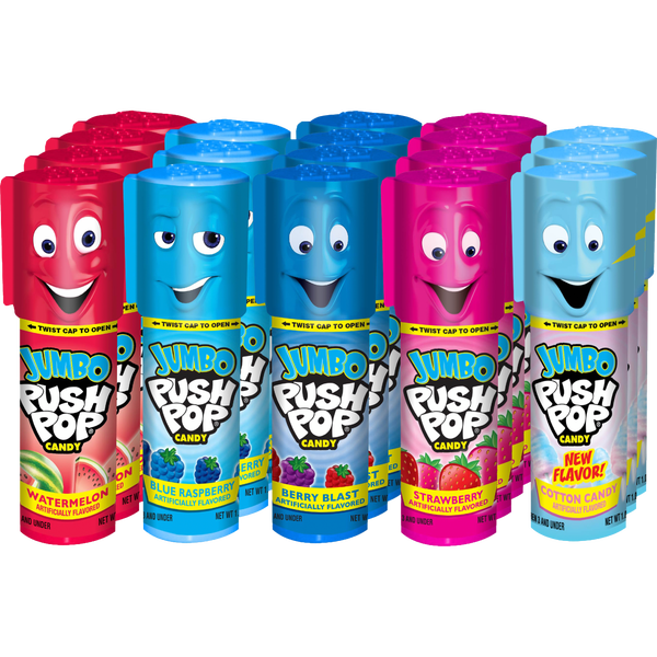 Bazooka Jumbo Push Pops, Variety Pack, 1.06 oz, 18 ct