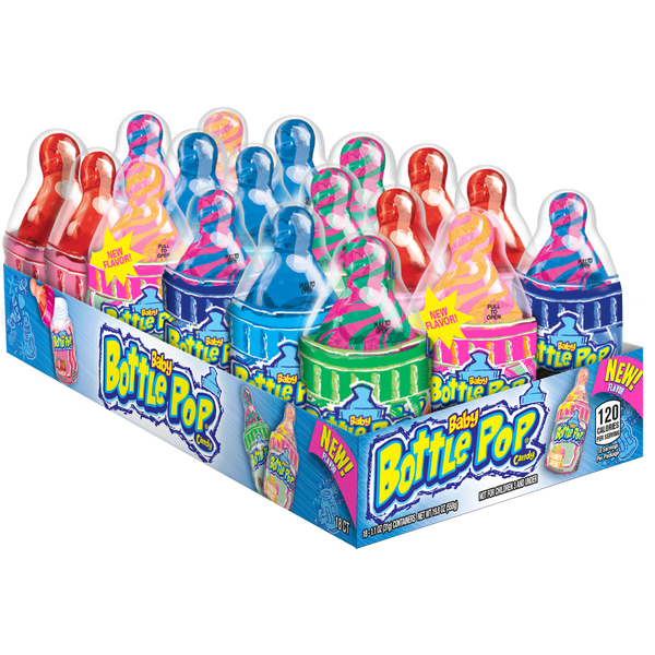 Bazooka Baby Bottle Pop Candy, Variety Pack, 1.1 oz, 18 ct