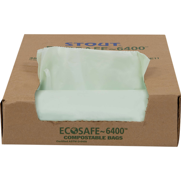 Stout EcoSafe-6400 Bags, Green, 30 Gallon, 48 ct