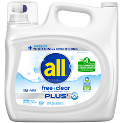 All Liquid Laundry Detergent, Free Clear Plus, HE Compatible, Unscented, 237 fl oz