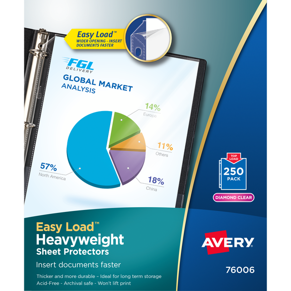 Avery Premium Heavyweight Sheet Protectors, Clear, 250 ct