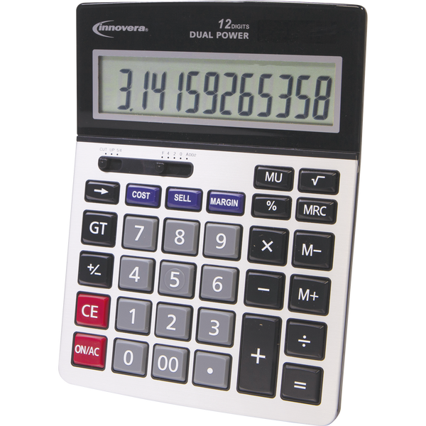 Innovera 12 Digit Compact Desktop Calculator, 5"L x 7"W, Grey