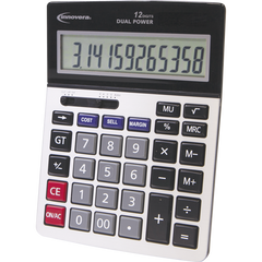 Innovera 12 Digit Compact Desktop Calculator, 5"L x 7"W, Grey