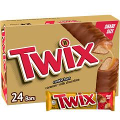 Twix Chocolate  & Caramel Cookie Candy Bar, Share Size, 3.02 oz, 24 ct