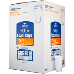 WinCup Foam Cold and Hot Cups, 20 oz, White, 500 ct