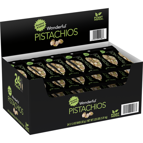 Wonderful Pistachios, Roasted & Salted, In-Shell, 1.5 oz, 24 ct