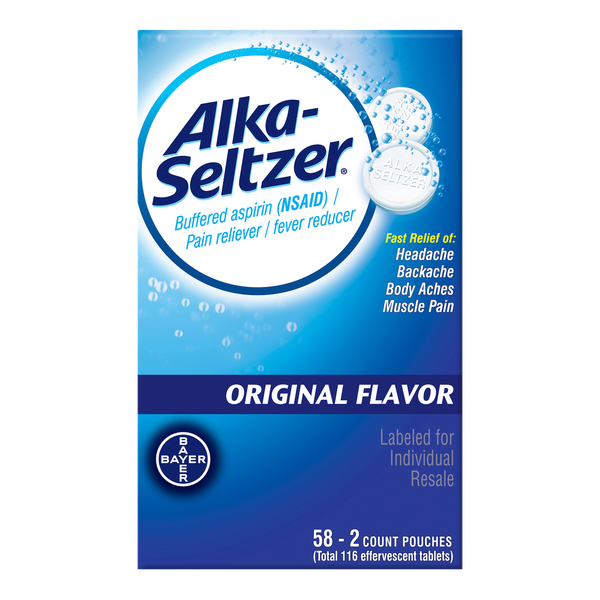 Alka-Seltzer, Original, 2 Tablets per Pouch, 58 ct